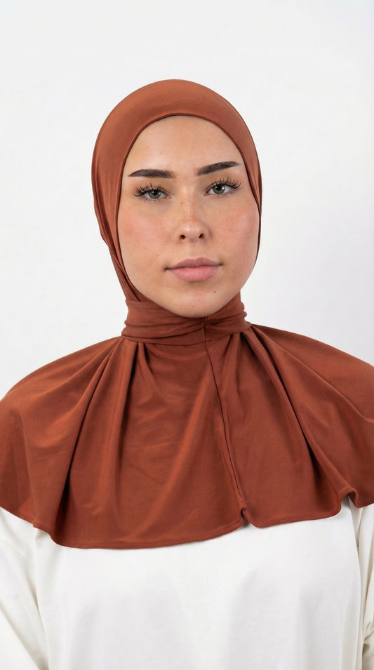 HIJAB INSTANTANÉ EN JERSEY PREMIUM LUXE - ROUILLE
