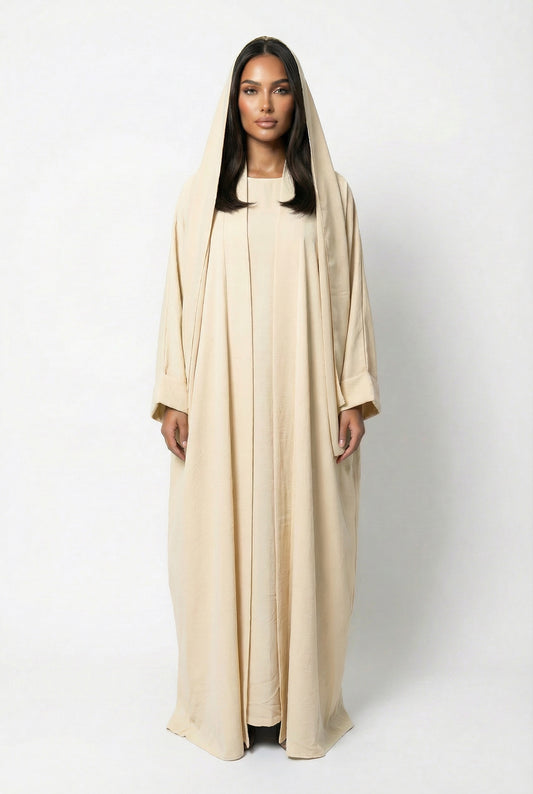 3-PIECES ABAYA SET - BEIGE