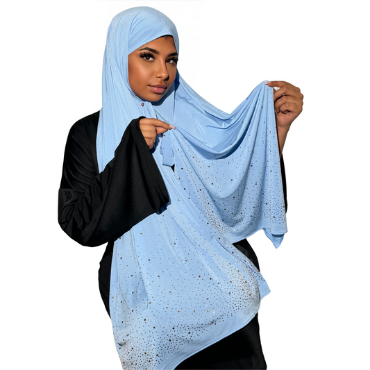 LIQUID JERSEY PREMIUM STRASS - SKY BLUE