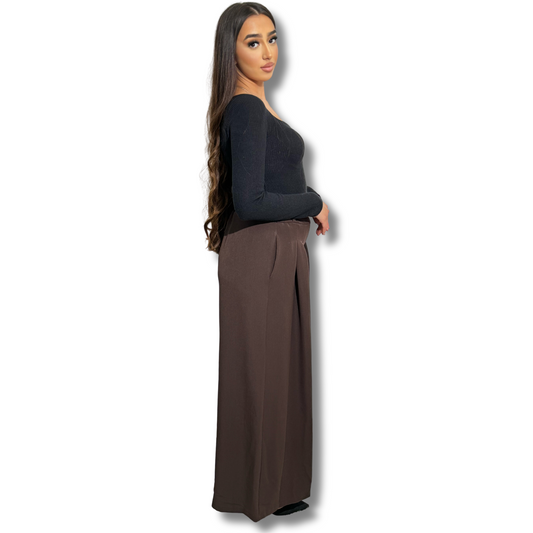 Oversized clip on trouser - BROWN