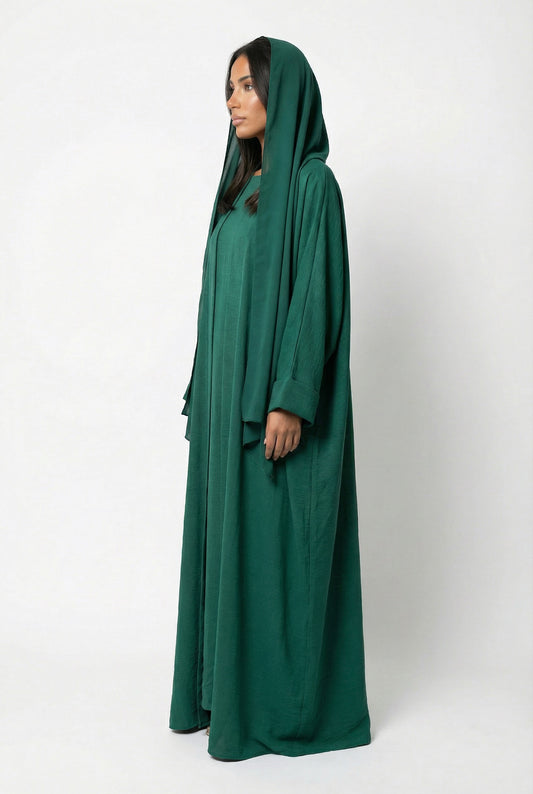 3-PIECES ABAYA SET - EMERALD GREEN