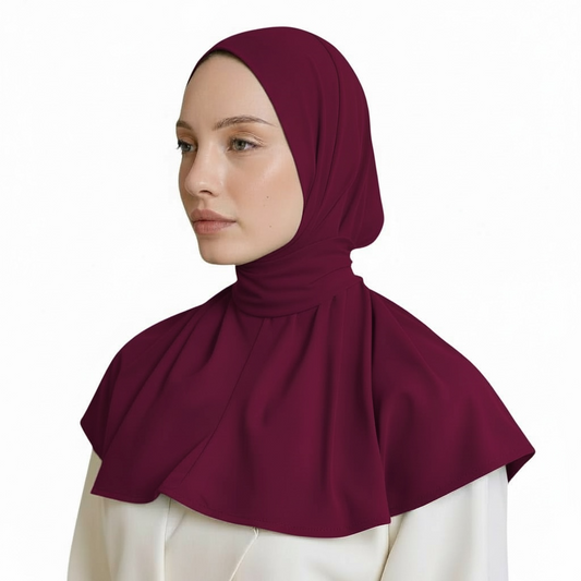 INSTANT HIJAB JERSEY BAMBOO - BURGUNDY