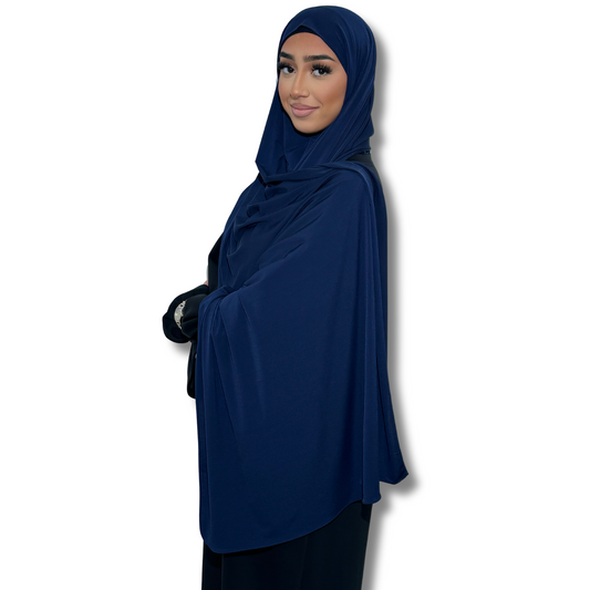 Premium breathable jersey pull-on hijab - BLUE NAVY