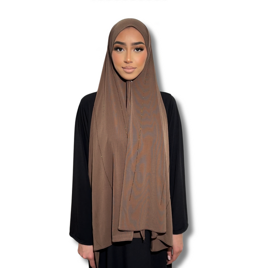 HIJAB JERSEY PREMIUM STRASS - MOCHA
