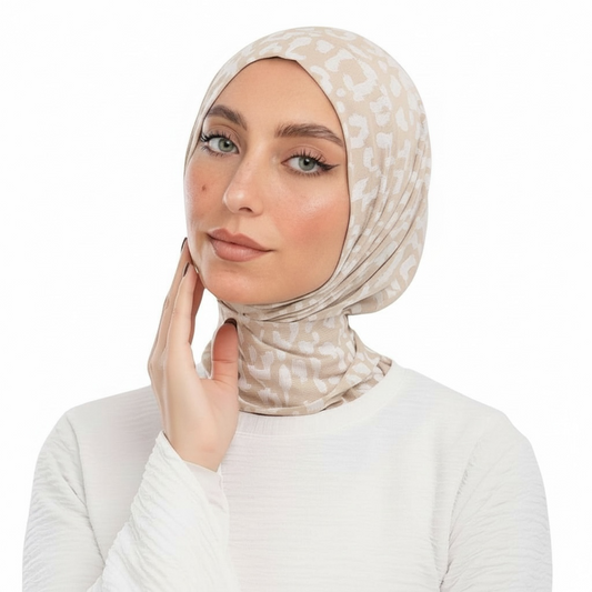 INSTANT HIJAB Jacquard Tiger - BEIGE