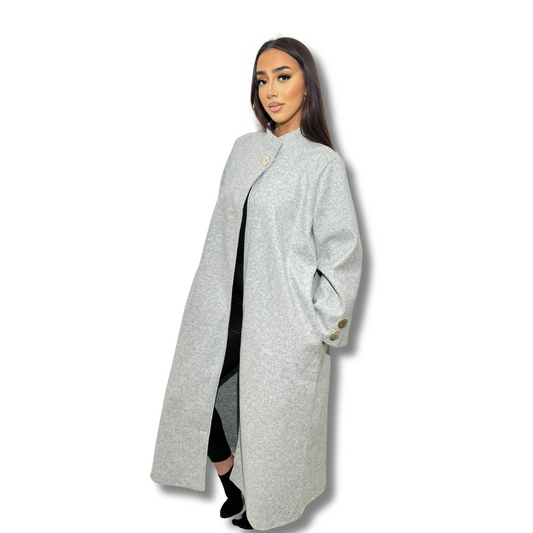 Long coat with high collar - GREY