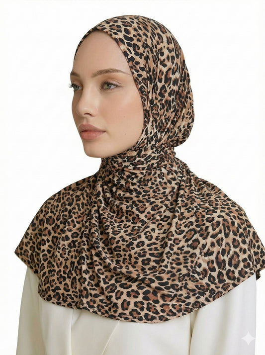 INSTANT HIJAB BREATHABLE - LEOPARD