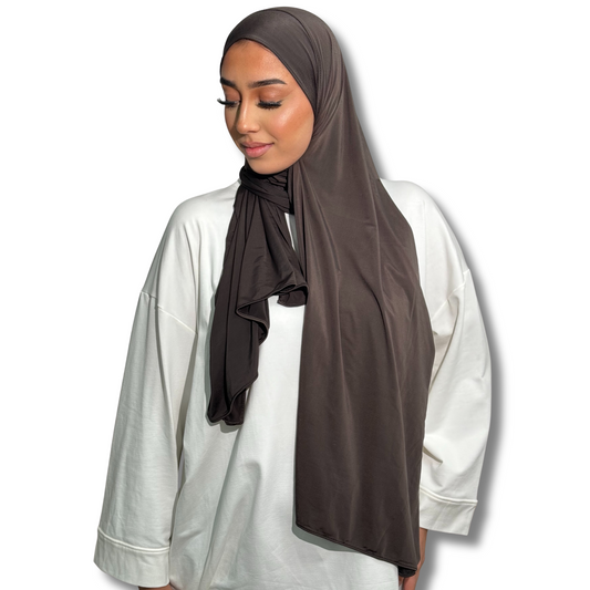 JERSEY LIQUID SCARF - BROWN