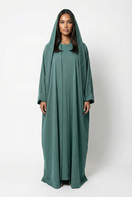 3-PIECES ABAYA SET - TEAL