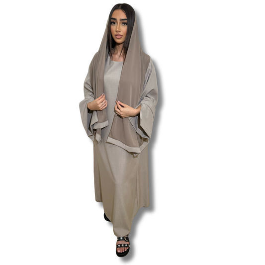 Abaya + scarf - TAUPE