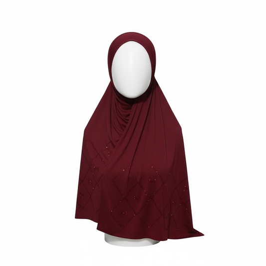 JERSEY LIQUID STRASS-BURGUNDY