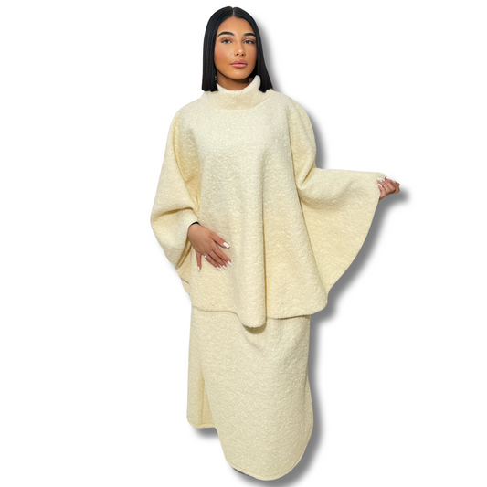 Skirt + poncho set - BEIGE