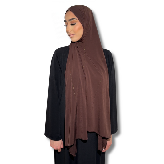 HIJAB JERSEY PREMIUM STRASS - BROWN