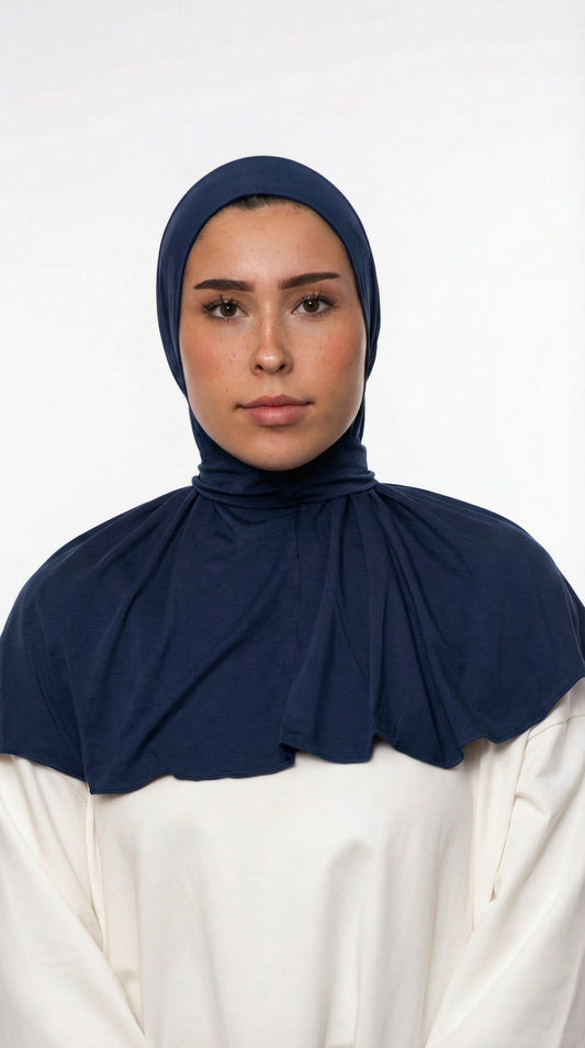 HIJAB INSTANTANÉ EN JERSEY BAMBOU LUXE - BLEU MARINE