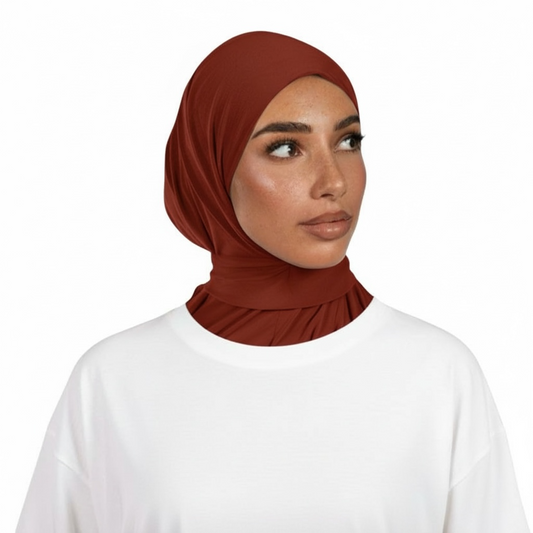 INSTANT HIJAB JERSEY PREMIUM LUXE - RUST