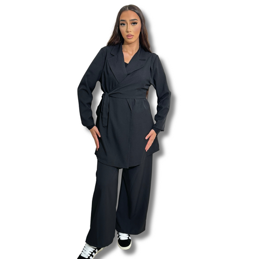 Blazer set with bow - BLACK