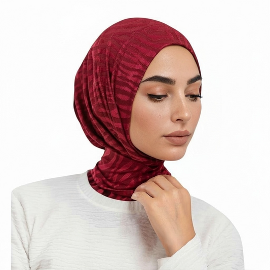 INSTANT HIJAB Jacquard Tiger- BURGUNDY