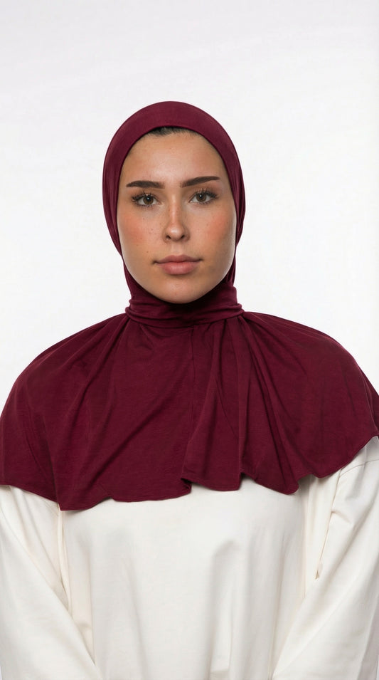 HIJAB INSTANTANÉ EN JERSEY BAMBOU LUXE - BORDEAUX