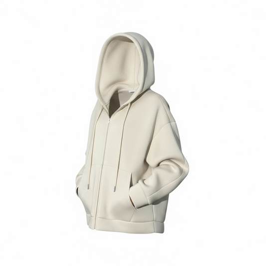 Neoprene-effect hoodie - BEIGE