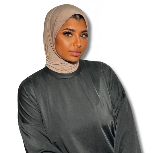 PRESS ON HIJAB - TAUPE