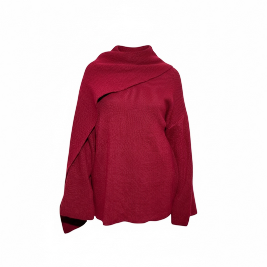 Long cape jumper - BURGUNDY