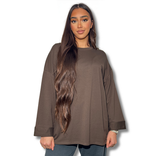 Long tee shirt - BROWN