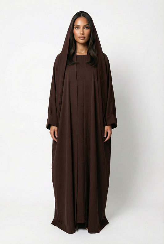 3-PIECES ABAYA SET - BROWN