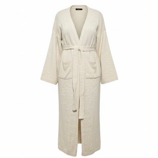 Long knitted cardigan - BEIGE