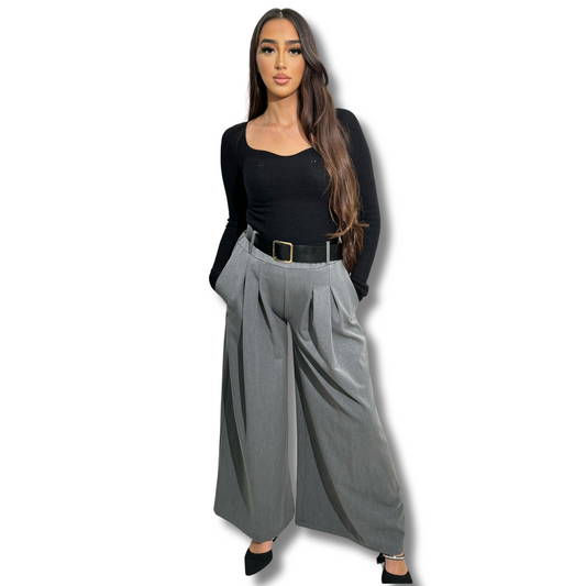 Oversized clip-on trousers - GREY