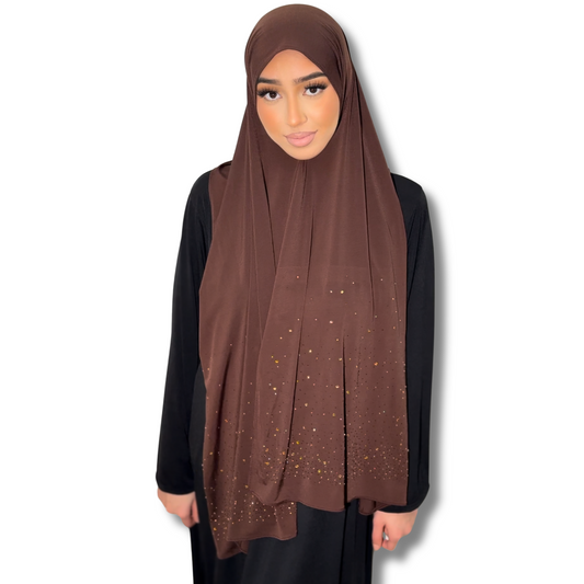 LIQUID JERSEY PREMIUM STRASS- BROWN