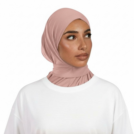 INSTANT HIJAB JERSEY PREMIUM LUXE - PINKY