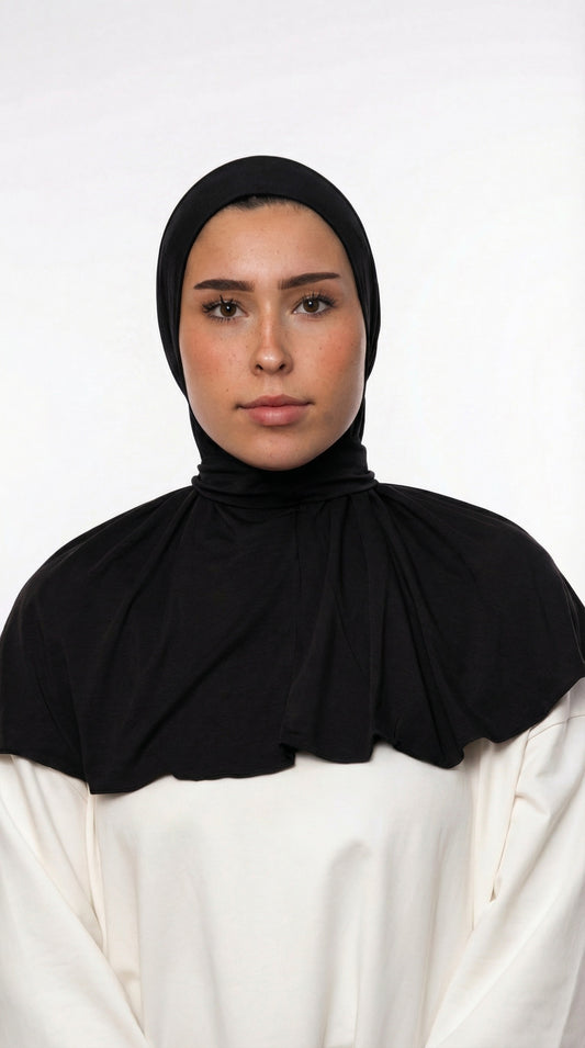 Hijab instantané en jersey de bambou de luxe - Noir