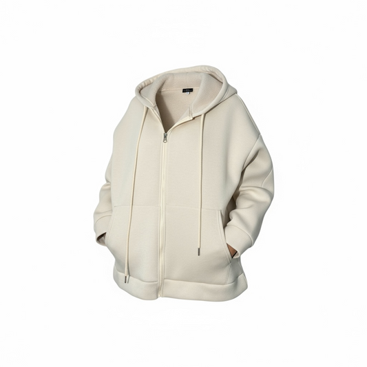 Neoprene-effect hoodie - BEIGE