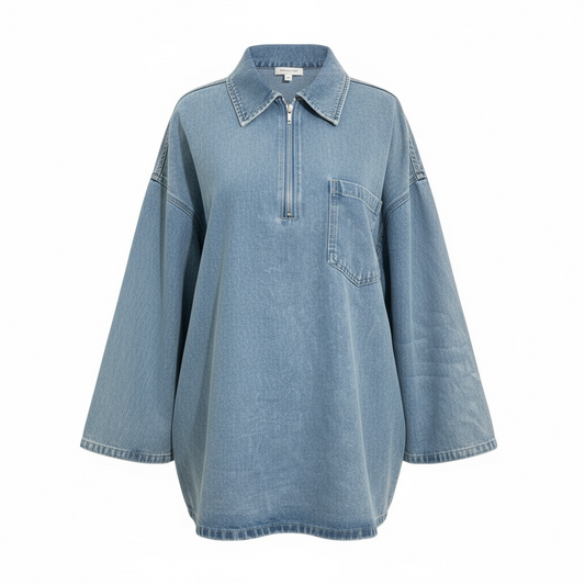 LONG DENIM ZIP SHIRT