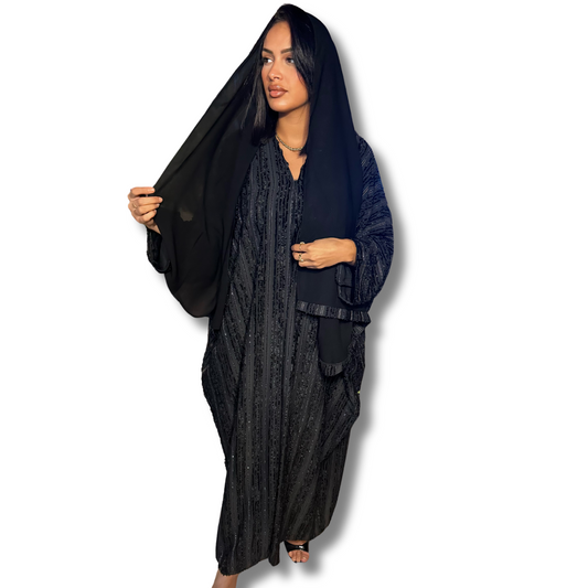 Prestige Elegance Abaya – With Matching Veil - BLACK