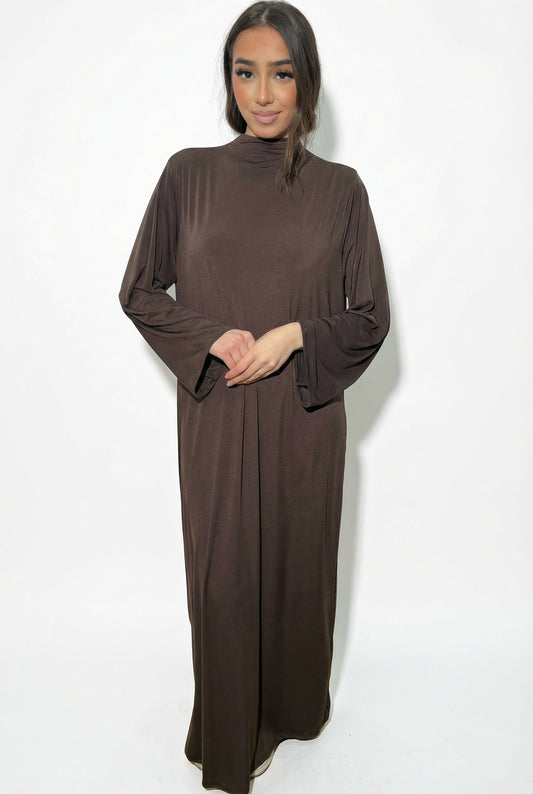 ROBE EN JERSEY PREMIUM - MARRON