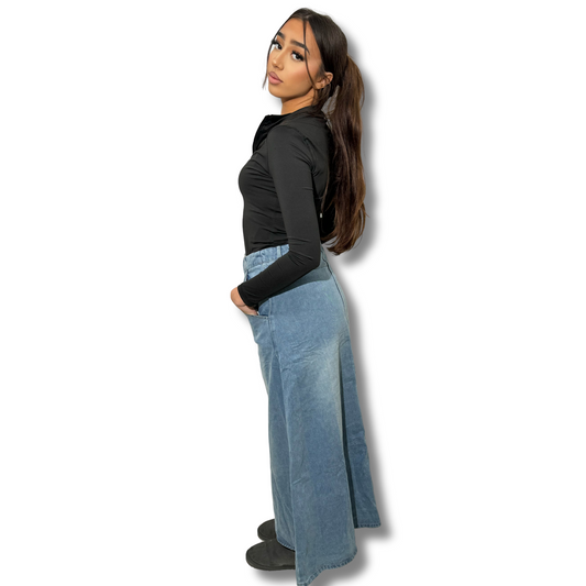 Wide denim skirt - LIGHT BLUE