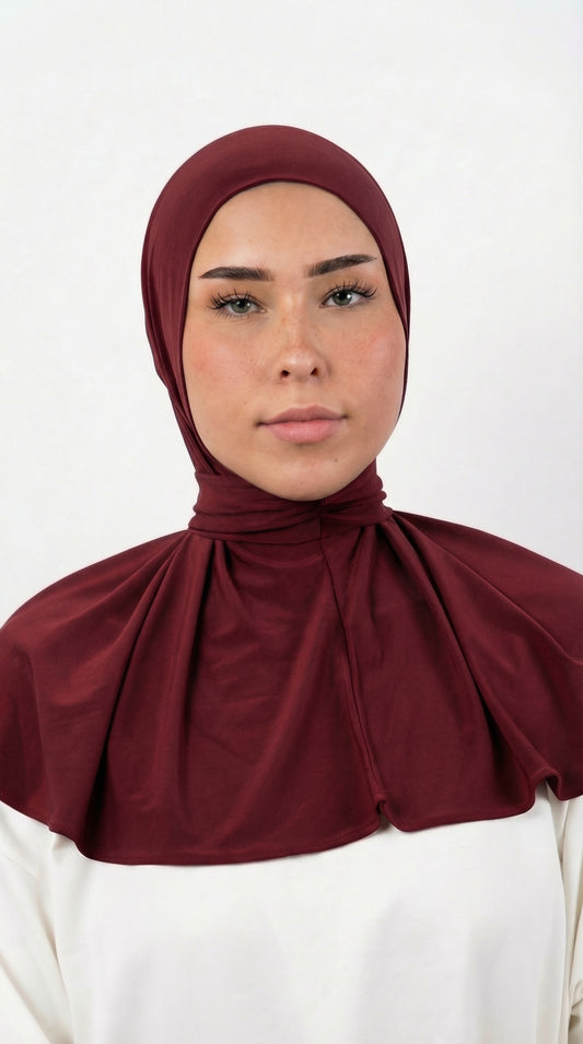 HIJAB INSTANTANÉ EN JERSEY PREMIUM LUXE - BORDEAUX