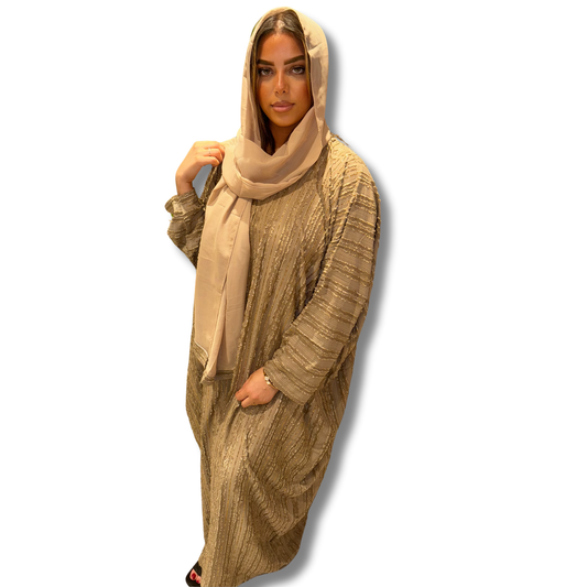 Prestige Elegance Abaya – With Matching Veil - COFFE