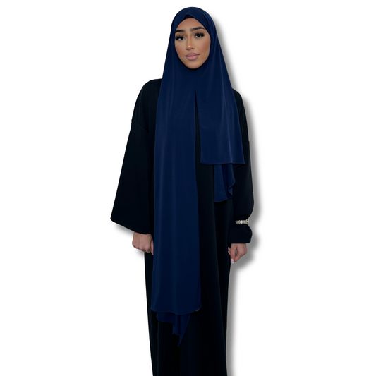 Premium breathable jersey pull-on hijab - BLUE NAVY