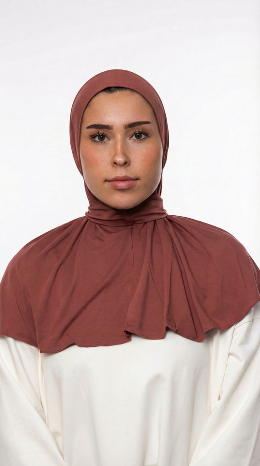 Hijab instantané en jersey de bambou luxe - rouille