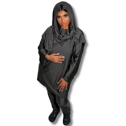 Zipped Burkini - DARK GREY (3 pieces)