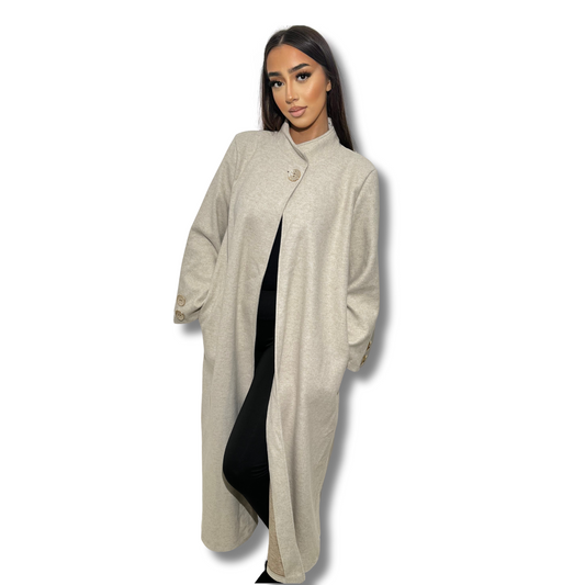 Long coat with high collar - BEIGE