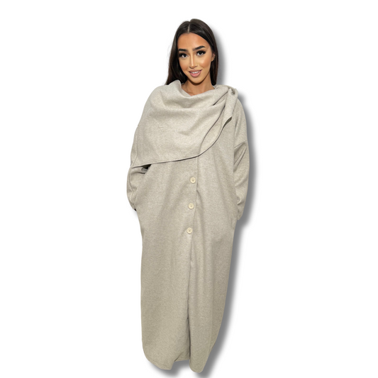 Long cape coat - BEIGE