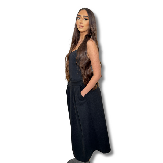 Long skirt with cashmere clip - BLACK