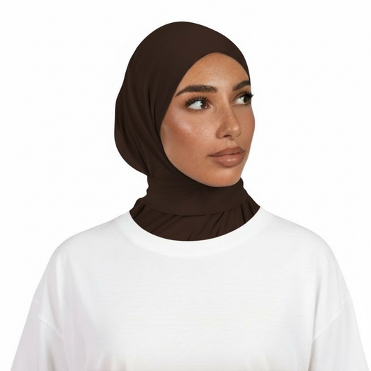 INSTANT HIJAB JERSEY PREMIUM LUXE - BROWN