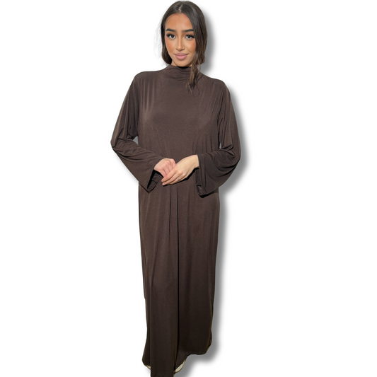 JERSEY PREMIUM DRESS - BROWN