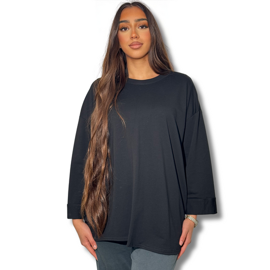 Long tee shirt - BLACK