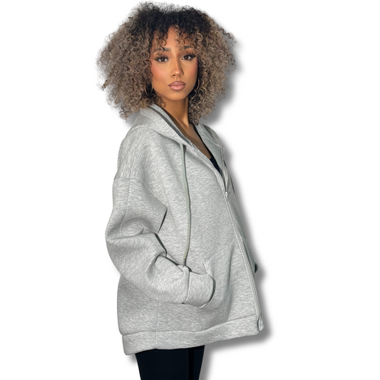 Neoprene-effect hoodie - GREY