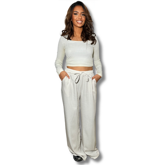 FLOWING PALAZZO PANTS - BEIGE